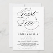 Toast Liebe Schwarz-weiß Hochzeit Probe Abendessen Einladung (Vorderseite)