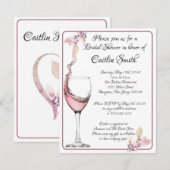Toast mit Blumenmuster Elegantes Brautparty in Wei Einladung (Vorne/Hinten)