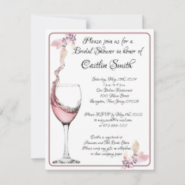 Toast mit Blumenmuster Elegantes Brautparty in Wei Einladung