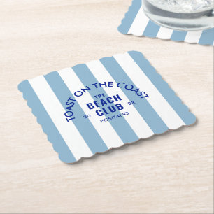 Toast On The Coast The Beach Club Blau gestreift Untersetzer