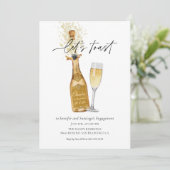 Toast Paare Verlobung Foto Einladung (Stehend Vorderseite)