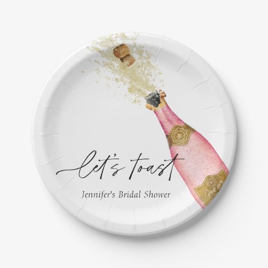 Toast Pink Brautparty Pappteller (Vorderseite)