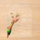 Toast Pink Champagne Flasche Brautparty Acryleinladungen (Vorderseite)