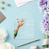 Toast Pink Champagne Flasche Brautparty Acryleinladungen (Insitu (Hochzeit))