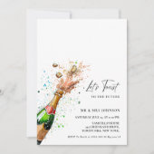 Toast Pink Champagne Flasche Engagement Party Einladung (Vorderseite)