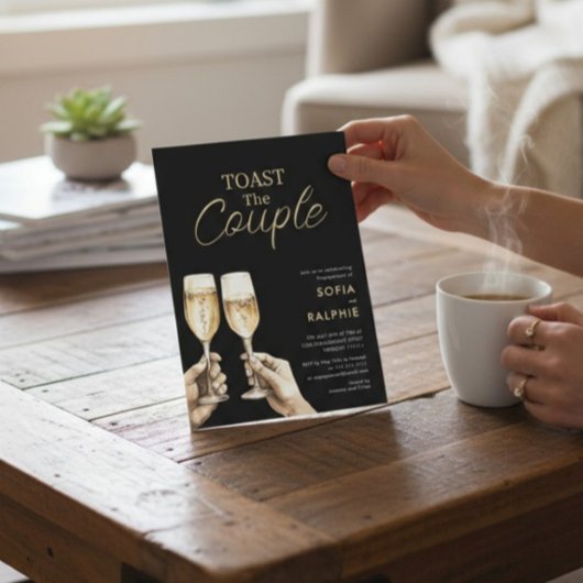 Toast The Couple Gold Script Engagement Einladung