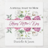 Toast to Mama Blumenmüttertagsweinlabel Weinetikett (Einzelnes Label)