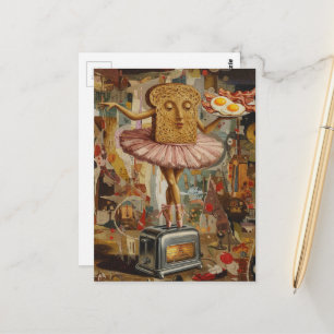 Toast und Ballett zum Frühstück surreal Postkarte