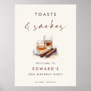 Toast und Rauch Whisky & Zigarre Geburtstagsbegrüß Poster