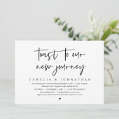 Toast zu unserer neuen Reise, Hochzeitsfeier Einladung (Stehend Vorderseite)