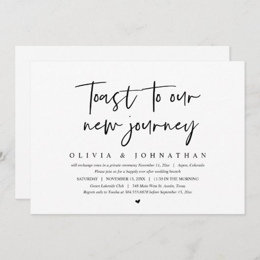 Toast zu unserer neuen Reise, Hochzeitsfeier Einladung (Vorne/Hinten)