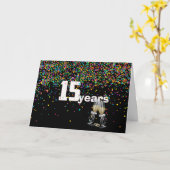 Toast zum 15. Jubiläum in Konfetti Karte (Gelbe Blume)