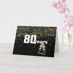 Toast zum 80. Jubiläum mit Konfetti Karte