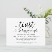 Toast zum glücklichen Ehepaar Hochzeitsessen Probe Einladung (Stehend Vorderseite)