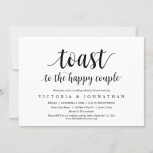 Toast zum glücklichen Ehepaar Hochzeitsessen Probe Einladung
