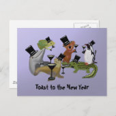 Toast zum neuen Jahr Feiertagspostkarte (Vorne/Hinten)