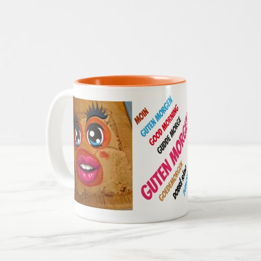 Toastbrot Knutscher Zweifarbige Tasse (Vorderseite Links)