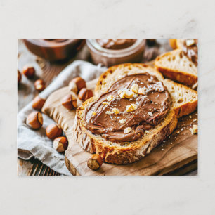 Toastbrot mit Creamy Chocolate Hazelnut Sprea Feiertagspostkarte