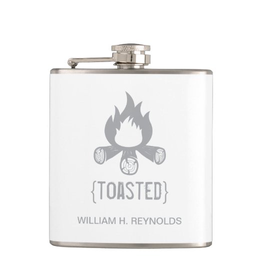 {TOASTED} Brautparty Toasted Campfire (grau) Flachmann (Vorderseite)