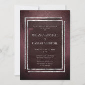 Toasted Burgundy & Silver Frame Wedding oder Party Einladung (Vorderseite)