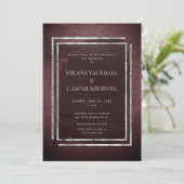 Toasted Burgundy & Silver Frame Wedding oder Party Einladung (Stehend Vorderseite)
