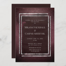 Toasted Burgundy & Silver Frame Wedding oder Party Einladung