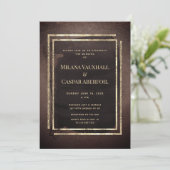 Toasted Espresso Mocha & Soft Gold Wedding Party Einladung (Stehend Vorderseite)