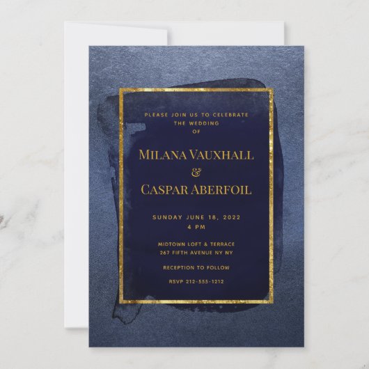 Toasted Navy & Deep Gold Wedding & Party Einladung (Vorderseite)