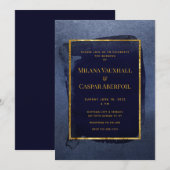 Toasted Navy & Deep Gold Wedding & Party Einladung (Vorne/Hinten)