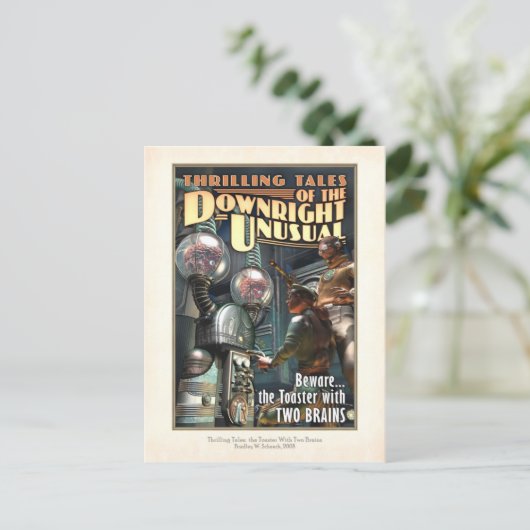 Toaster mit ZWEI BRAINEN Postkarte (Stehend Vorderseite)