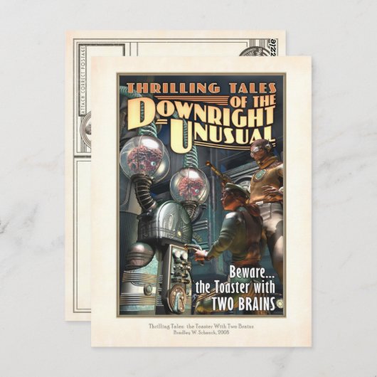 Toaster mit ZWEI BRAINEN Postkarte (Vorne/Hinten)