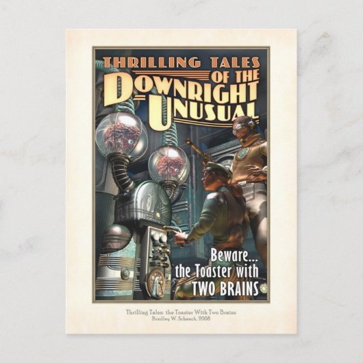 Toaster mit ZWEI BRAINEN Postkarte (Vorderseite)