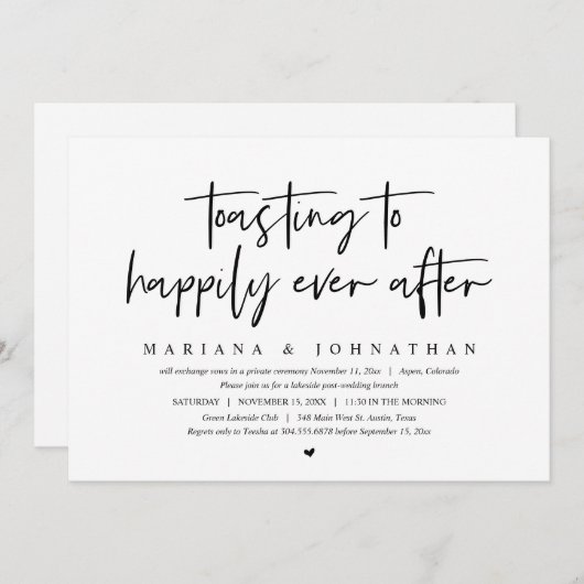 Toasting bis glücklich immer danach, Hochzeitsfeie Einladung (Vorne/Hinten)