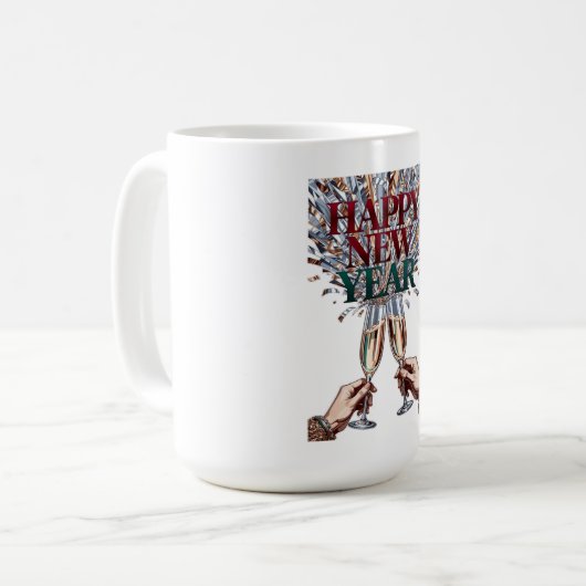 Toasting Hands T-Shirt, Confetti Shower Premium Kaffeetasse (Vorderseite Links)