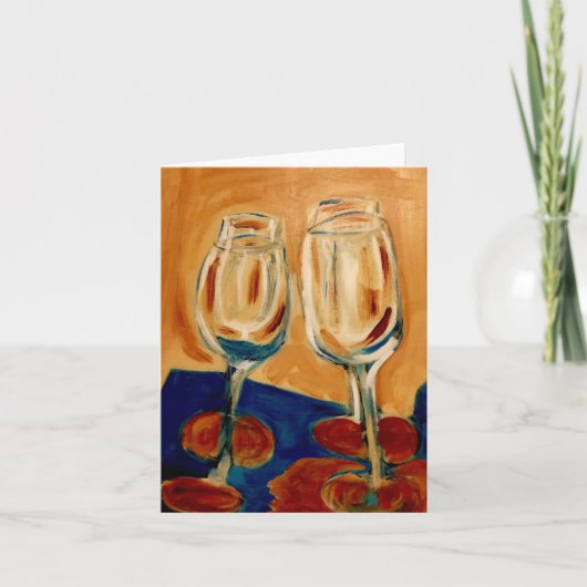 Toasting mit Four Wine Glasses Card Karte (Vorderseite)