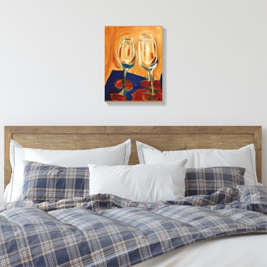 Toasting mit Four Wine Glasses Leinwanddruck (Insitu (Schlafzimmer))