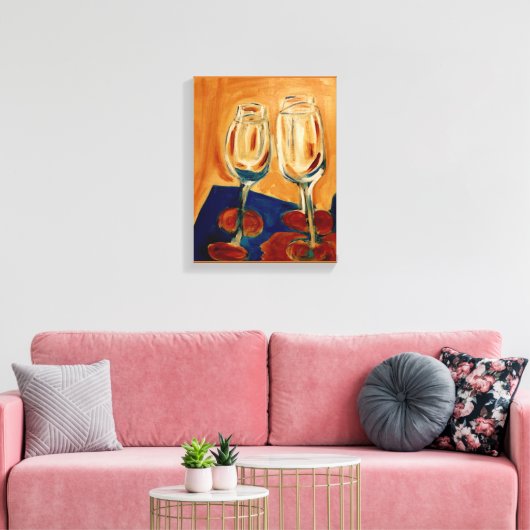 Toasting mit Four Wine Glasses Leinwanddruck (Insitu (Wohnzimmer))