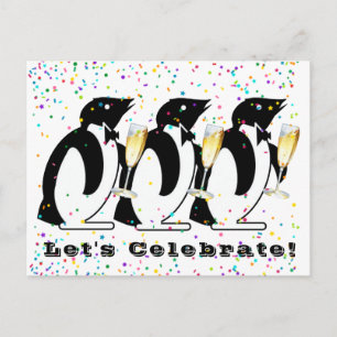 Toasting Penguins Celebrate Postkarte