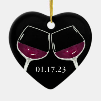 Toasting Roter Wein Keramik Ornament