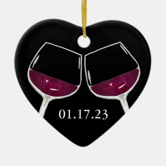 Toasting Roter Wein Keramik Ornament (Vorne)