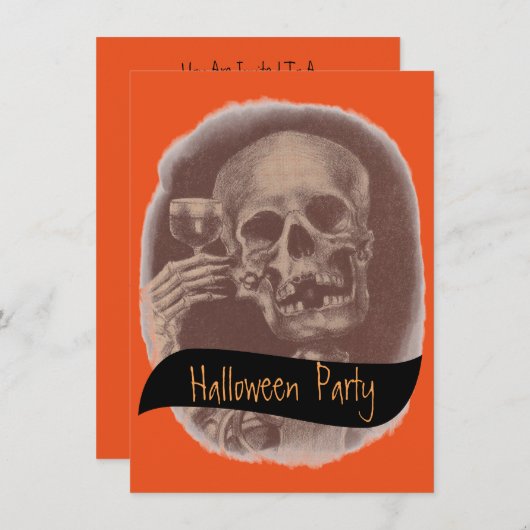 Toasting Skeleton Spaß Halloween-Party Einladungen (Vorne/Hinten)