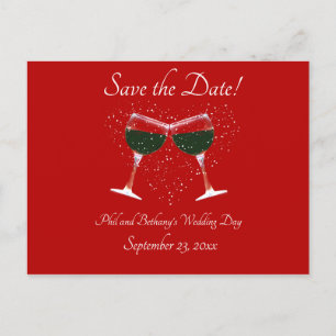 Toasting Wine Glasses Cheers Save the Date Einladungspostkarte