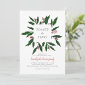 Toasty & Tipsy | Weihnachtsessen Party Feiertagskarte (Stehend Vorderseite)