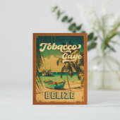 Tobacco Caye Belize Vintag Palm Trees Souvenirs Postkarte (Stehend Vorderseite)