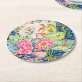 Tobacco Leaf China Pattern Inspired Runder Pappuntersetzer (Angewinkelt)