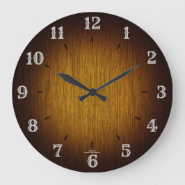 Tobacco Sunburst Grainy Wood Look Clock Große Wanduhr