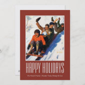 Tobagganing Feiertagskarte (Vorne/Hinten)