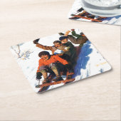 Tobagganing Rechteckiger Pappuntersetzer (angewinkelt)