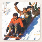 Tobagganing Rechteckiger Pappuntersetzer (Vorderseite)