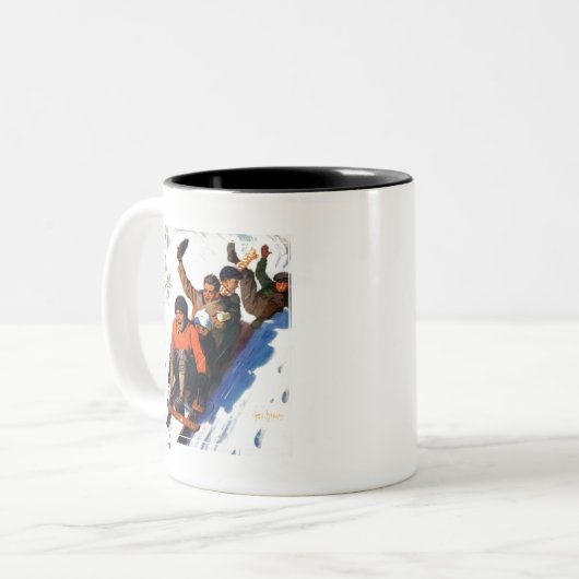 Tobagganing Zweifarbige Tasse (Vorderseite Links)